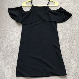 Black dress with dropped sleeves